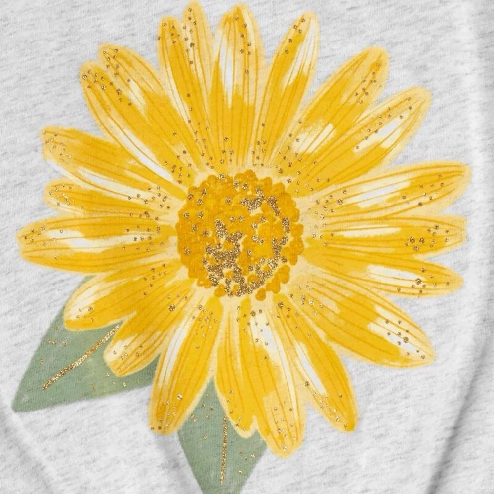Carter's Light Gray Tee with Yellow Sunflower Size 6/6x